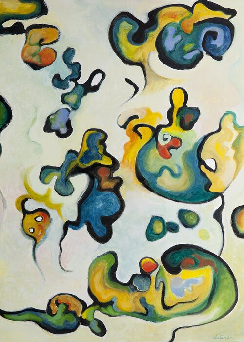 Embryonic Greeting Card featuring the painting Embryonic Forms 2 by Shoshanah Dubiner