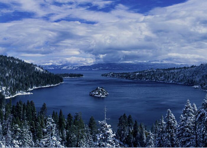 Snow Greeting Card featuring the photograph Emerald Bay First Snow by Brad Scott