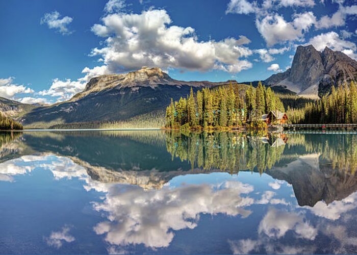 Emerald Lake Greeting Card featuring the photograph Emerald lake Panorama by Pierre Leclerc Photography
