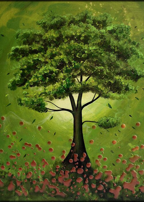 Emerald Tree Greeting Card featuring the painting Emerald Tree by Amanda Dagg