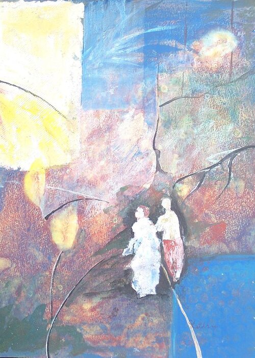Collage Greeting Card featuring the painting Emergence by Christine Lathrop