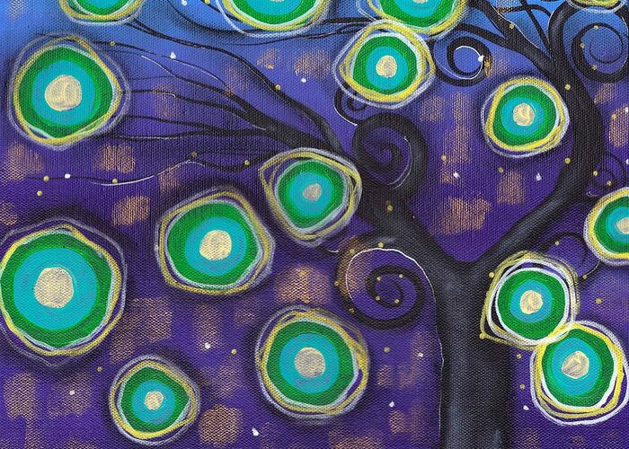 Whimsical Tree Greeting Card featuring the painting Emilio Tree by Abril Andrade