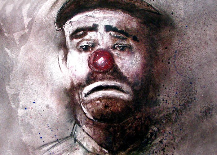 Canvas Prints Greeting Card featuring the painting Emmit Kelly Clown by Jackie Flaten