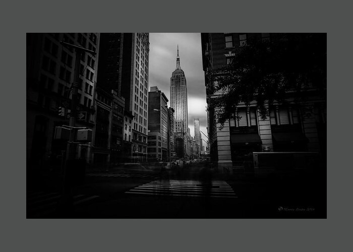 Usa Greeting Card featuring the photograph Empire State Building BW by Marvin Spates