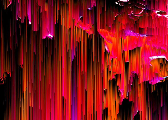 Glitch Greeting Card featuring the digital art En Rouge - Pixel Art by Jennifer Walsh