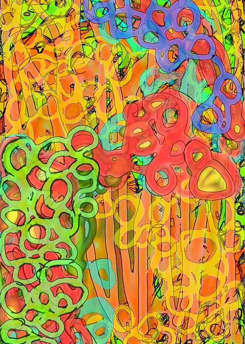 Abstract Art Prints Greeting Card featuring the digital art Enchanted Garden by D Perry