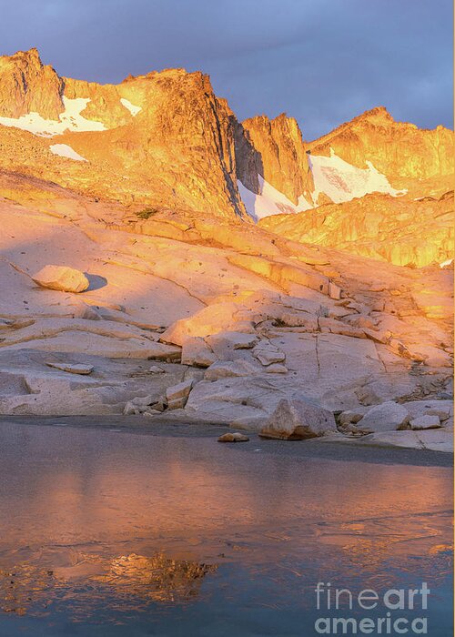 Enchantments Greeting Card featuring the photograph Enchantment Peaks Golden Light and Ice by Mike Reid