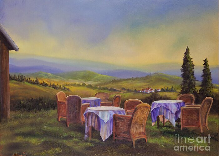 Tuscany Painting Greeting Card featuring the painting End of a Tuscan Day by Charlotte Blanchard