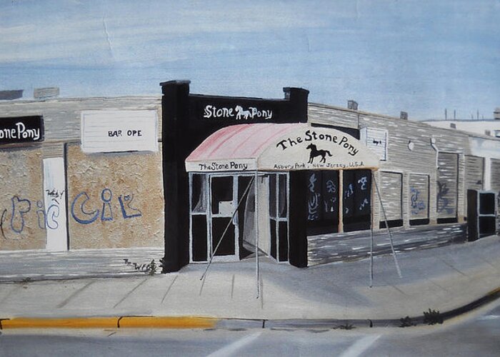 Acrylic Painting Of The Stone Pony Greeting Card featuring the painting End of an Era by Patricia Arroyo