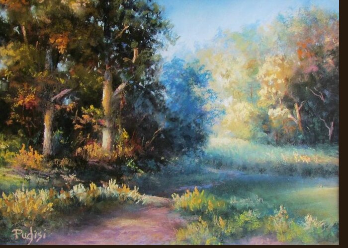 Landscape Greeting Card featuring the pastel End of Summer by Bill Puglisi