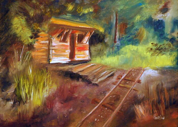 Impressionist Abandoned Rail Line Greeting Card featuring the painting End Of The Line by Phil Burton