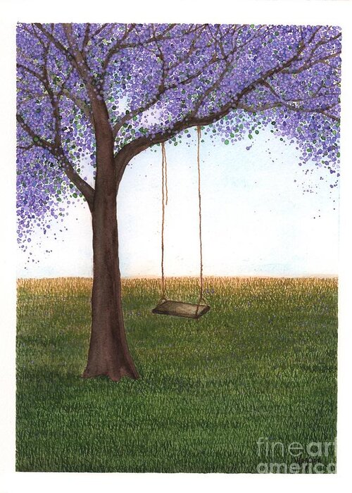 Jacaranda Greeting Card featuring the painting End of Vacation by Hilda Wagner