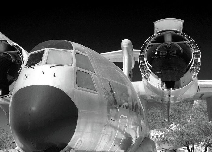 Plane Greeting Card featuring the photograph Engine Gone bw #62 by Raymond Magnani