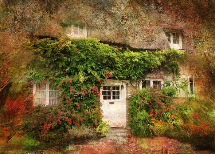 Thatched Greeting Card featuring the photograph English Thatched Cottage on the Isle of Wight by Carla Parris