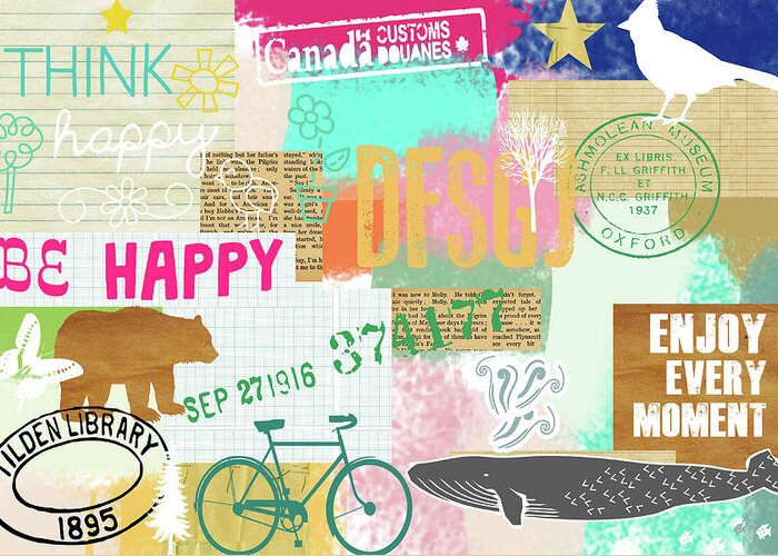Enjoy Every Moment Greeting Card featuring the mixed media Enjoy every moment collage by Claudia Schoen