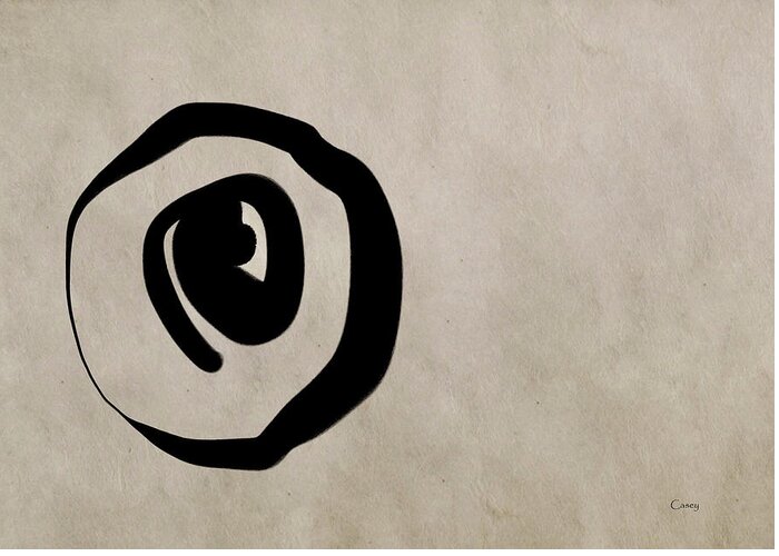 Sumi Greeting Card featuring the digital art Enso Circle by Casey Shannon