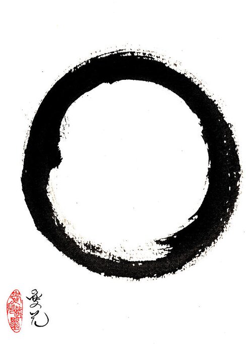 Enso Greeting Card featuring the painting Enso Enlightenment by Oiyee At Oystudio