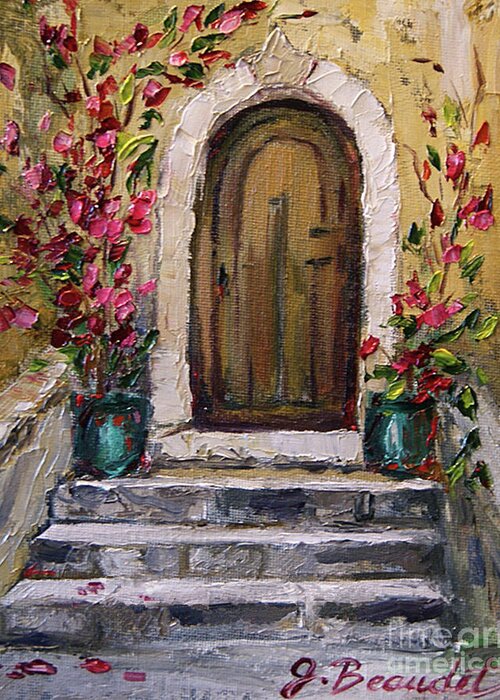 Door Art Greeting Card featuring the painting Enter Here by Jennifer Beaudet