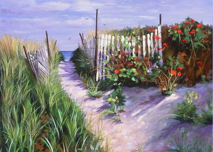 Seascape Greeting Card featuring the painting Entrance to Nantasket by Laura Lee Zanghetti