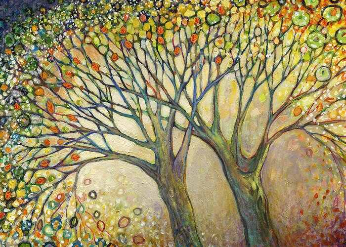 Tree Greeting Card featuring the painting Entwined No 2 by Jennifer Lommers