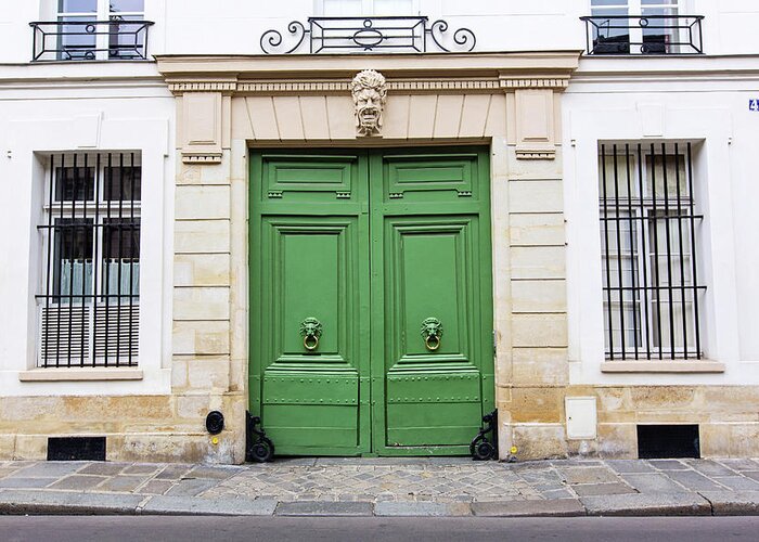 Paris Doors Greeting Card featuring the photograph Envy - Green Paris Door Photography by Melanie Alexandra Price