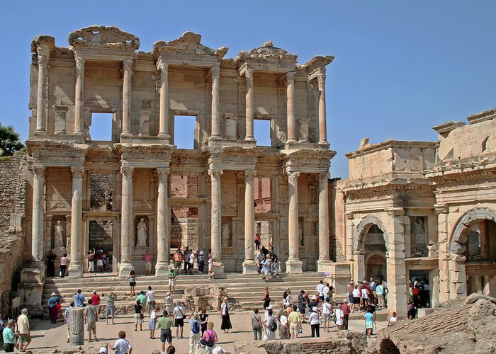 Library Of Celsus Greeting Card featuring the photograph Ephesus, Turkey - Library of Celsus by Richard Krebs