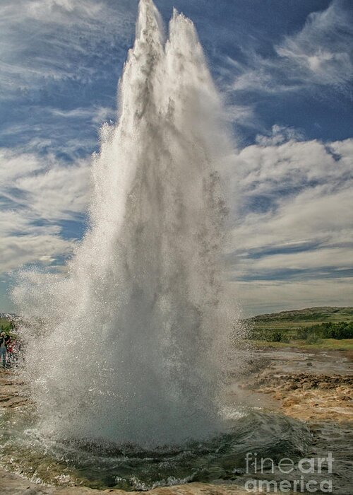 Strokkur Greeting Card featuring the photograph Erupting geyser in Iceland by Patricia Hofmeester