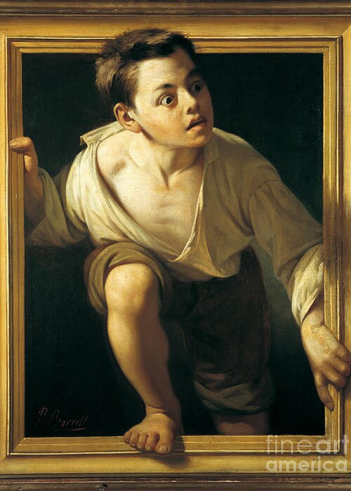 Pere Borrell Del Caso (1835-1910) Escaping Criticism Greeting Card featuring the painting Escaping Criticism by Pere Borrell Del Caso