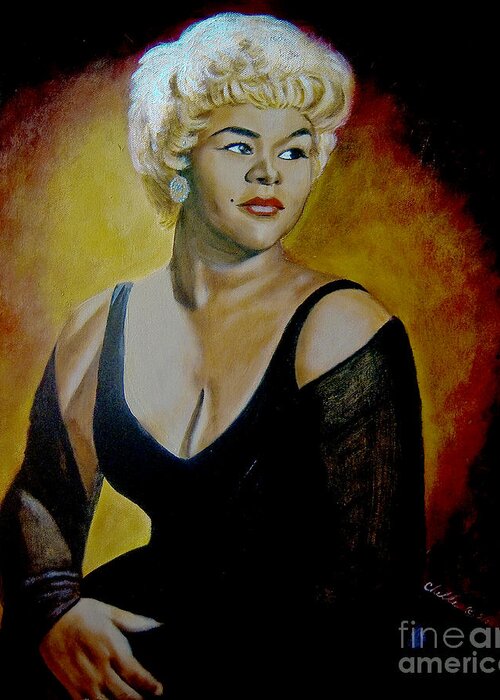 Legendary Greeting Card featuring the painting Etta James by Michelle Brantley