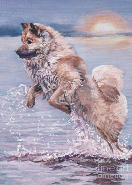 Eurasier Greeting Card featuring the painting Eurasier in the Sea by Lee Ann Shepard