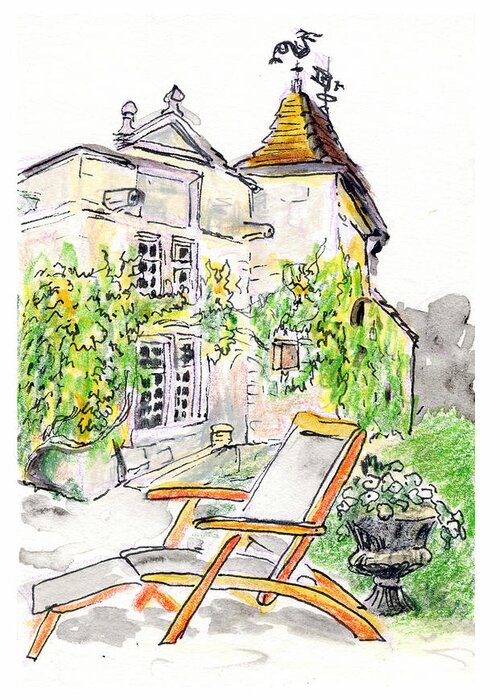 European Greeting Card featuring the painting European Chateau Lounge Chair by Tilly Strauss