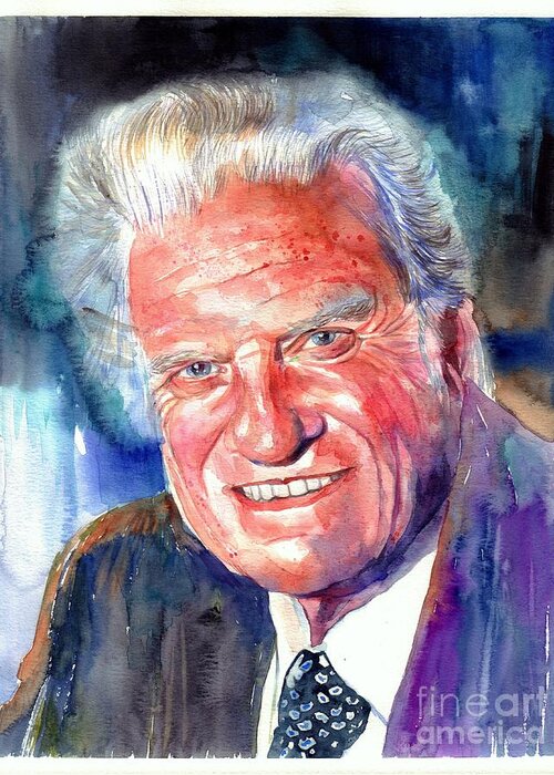 Evangelist Greeting Card featuring the painting Evangelist Billy Graham by Suzann Sines