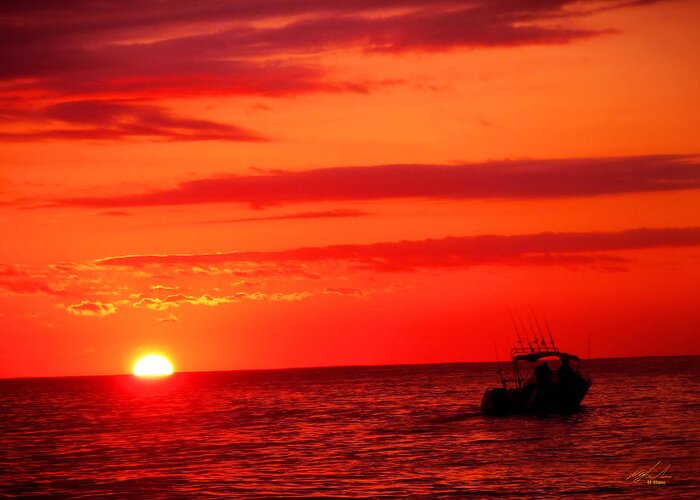 Sunset Greeting Card featuring the photograph Evening Boating by Michael Blaine