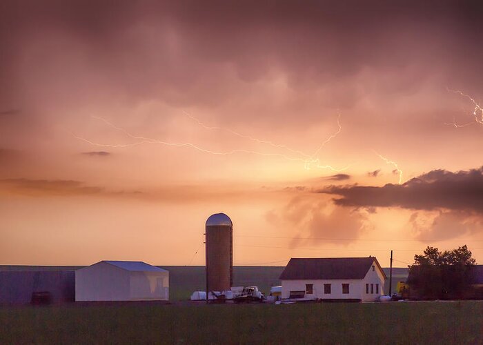 Country Greeting Card featuring the photograph Evening Country Storm by James BO Insogna