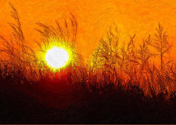 Landscape Greeting Card featuring the photograph Evening Dunes impasto by Steve Harrington