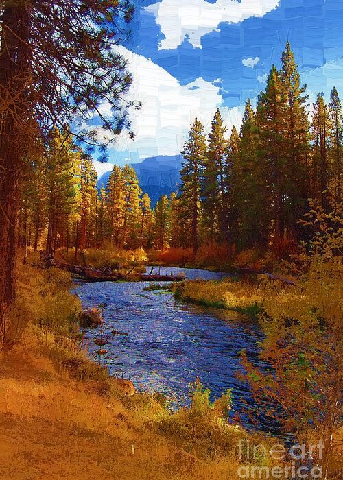 Berry Greeting Card featuring the painting Evening Hatch on the Metolius River Painting 2 by Diane E Berry