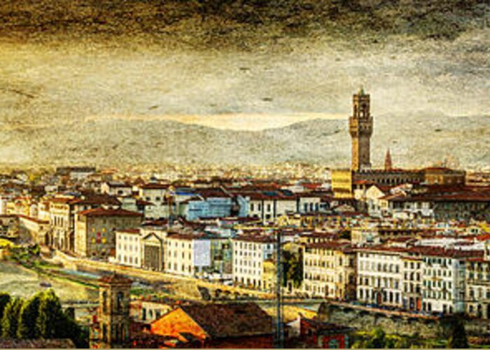 Florence Greeting Card featuring the photograph Evening in Florence - Vintage Version by Weston Westmoreland
