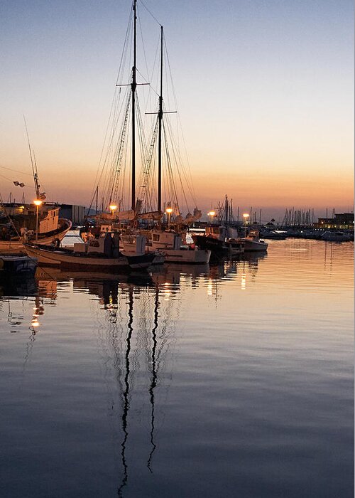 Port Greeting Card featuring the photograph Evening in the port by Antonio Ballesteros