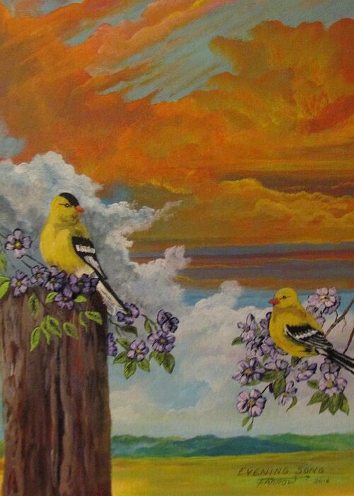  Greeting Card featuring the painting Evening Song by Dave Farrow