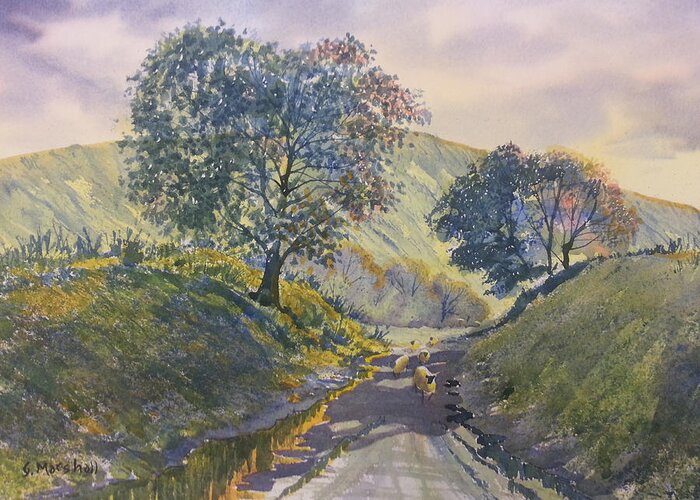 Glenn Marshall Artist Greeting Card featuring the painting Evening Stroll in Millington Dale by Glenn Marshall