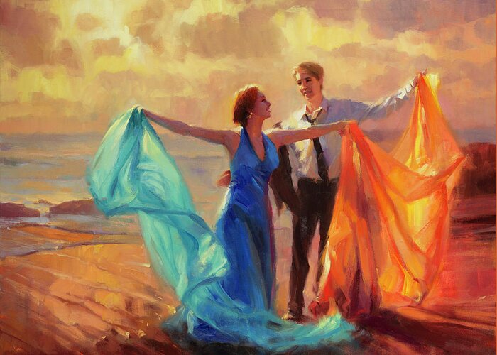Romance Greeting Card featuring the painting Evening Waltz by Steve Henderson