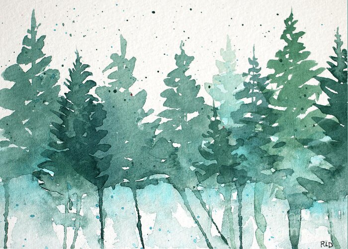 Evergreen Greeting Card featuring the painting Evergreen Abstract by Rebecca Davis