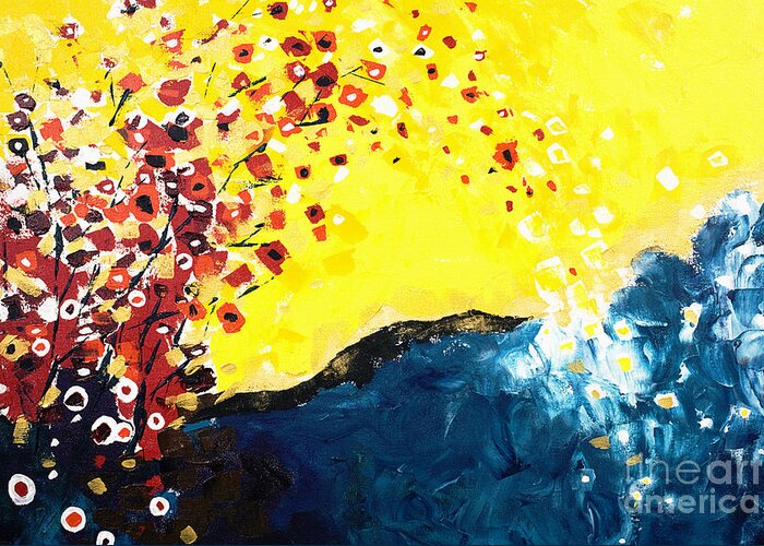 Abstract Greeting Card featuring the painting Everythings in Harmony by Tara Thelen - Printscapes