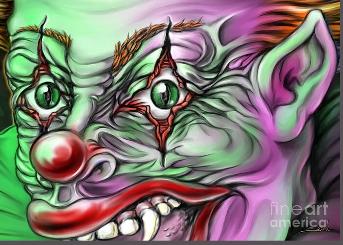 Evil Greeting Card featuring the painting Evil Clown Eyes by Michael Spano