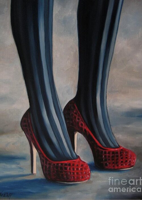 Noewi Greeting Card featuring the painting Evil Shoes by Jindra Noewi
