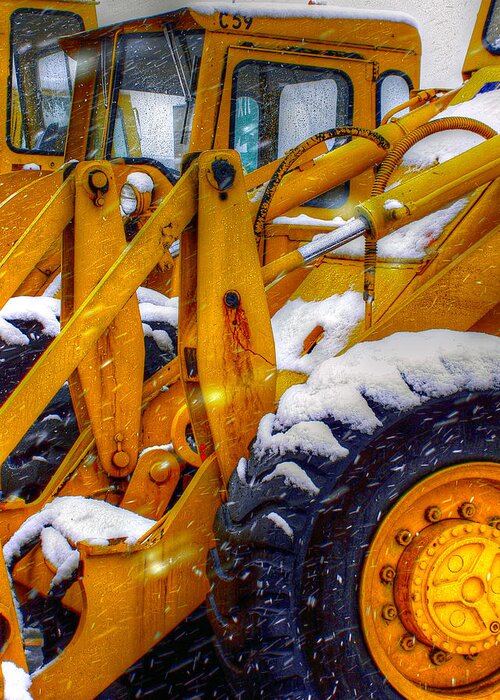 95 Ewr Urban Vehicle Vehicles Plow Snowplow Newark New Jersey Nj United States America Airport Outside Outdoor Outdoors Day Daytime Daylight Midday Snow Snows Snowy Snowing Vertical Verticals Tall Hdr Bold Dimension Dimensions Dimensionality Yellow Yellows Black Blacks White Whites Power Powerful Might Mighty Robust Rugged Strength Vigor Vigorous Gold Golds Color Citysteve Steven Maxx Photography Photo Photographs Greeting Card featuring the photograph EWR by Steven Maxx