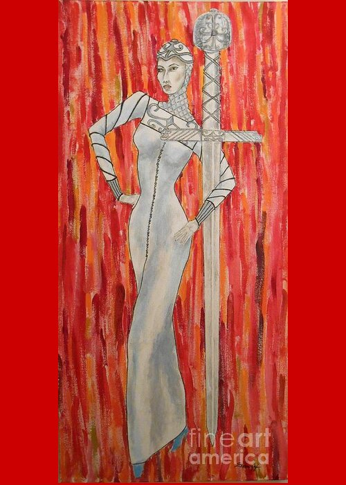 Fashion Design Greeting Card featuring the painting Excalibur by Jayne Somogy