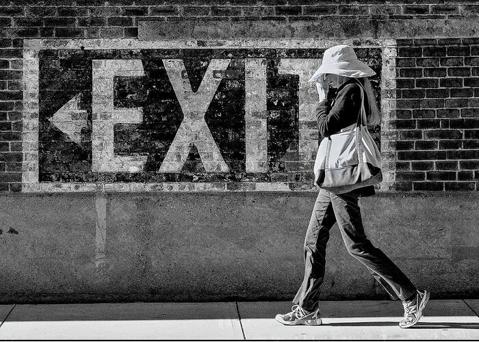 Exit Greeting Card featuring the photograph Exit BW by Rick Mosher
