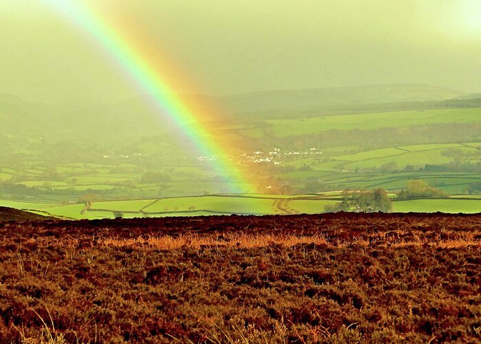 Nature Greeting Card featuring the photograph Exmoor Rainbow by Richard Denyer
