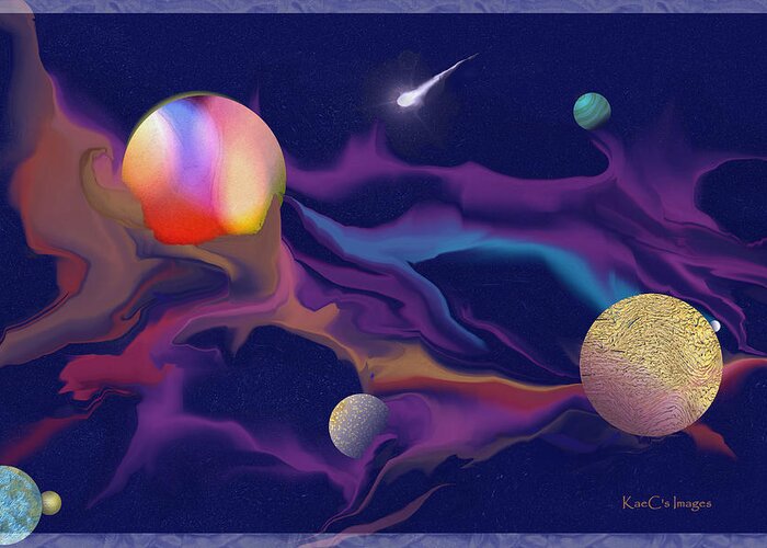 Cosmos Greeting Card featuring the digital art Exotic Worlds 2 by Kae Cheatham